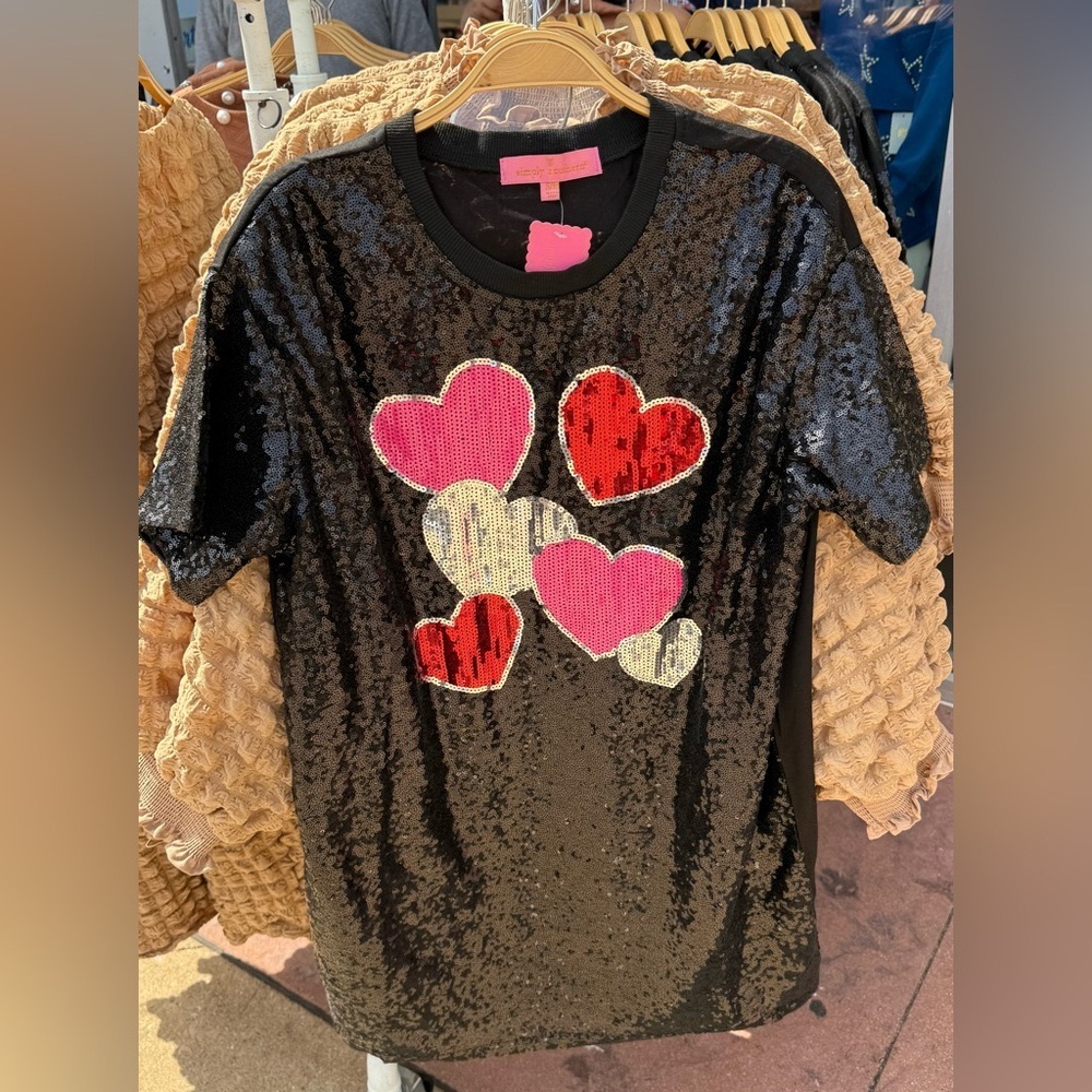 Simply Southern Sequin Heart Dress for Women in Black - Picture 9 of 9